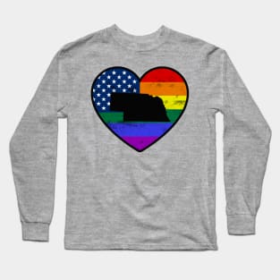 Nebraska United States Gay Pride Flag Heart Long Sleeve T-Shirt